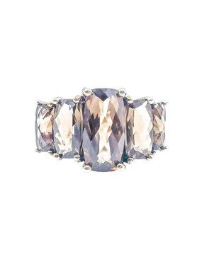 Smoky Quartz Five Stone Statement Ring Fine Silver Size 7